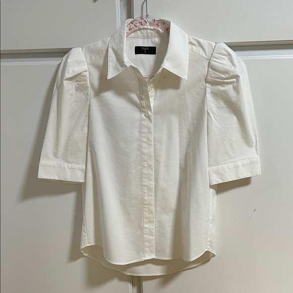 T Tahari Tops - T Tahari Cream Blouse with Puff Sleeves